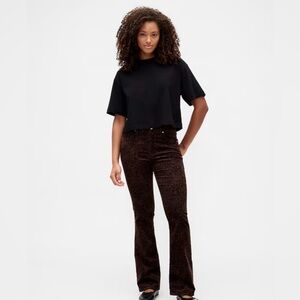 Gap Leopard Print Mid-Rise Universal Baby-Boot Corduroy Pants Mobwife BoHo NWT